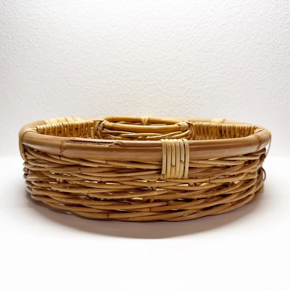 Woven Wicker Bamboo Coffee Table Party Snack Organizer Tray